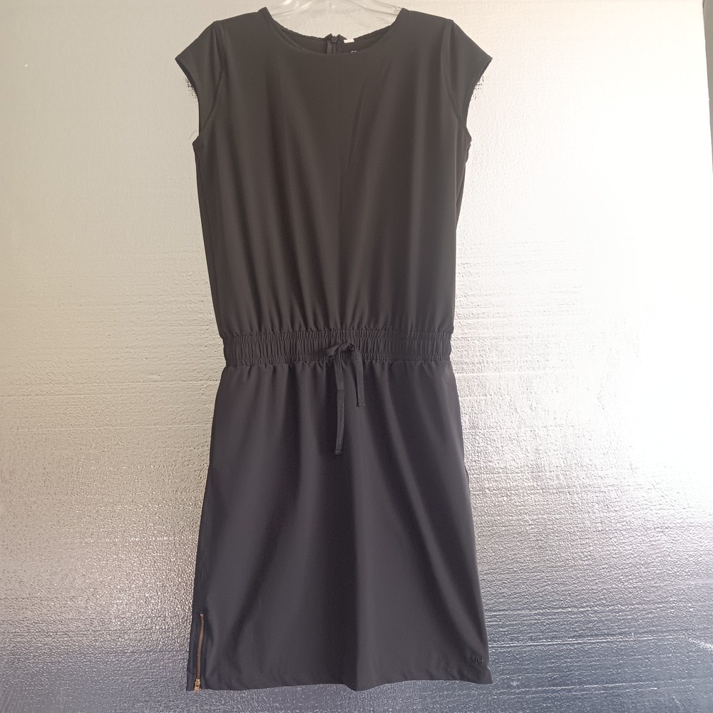 Albion Going Places Dress Black Athletic Waist Tie Pockets Knee Length Med Tall